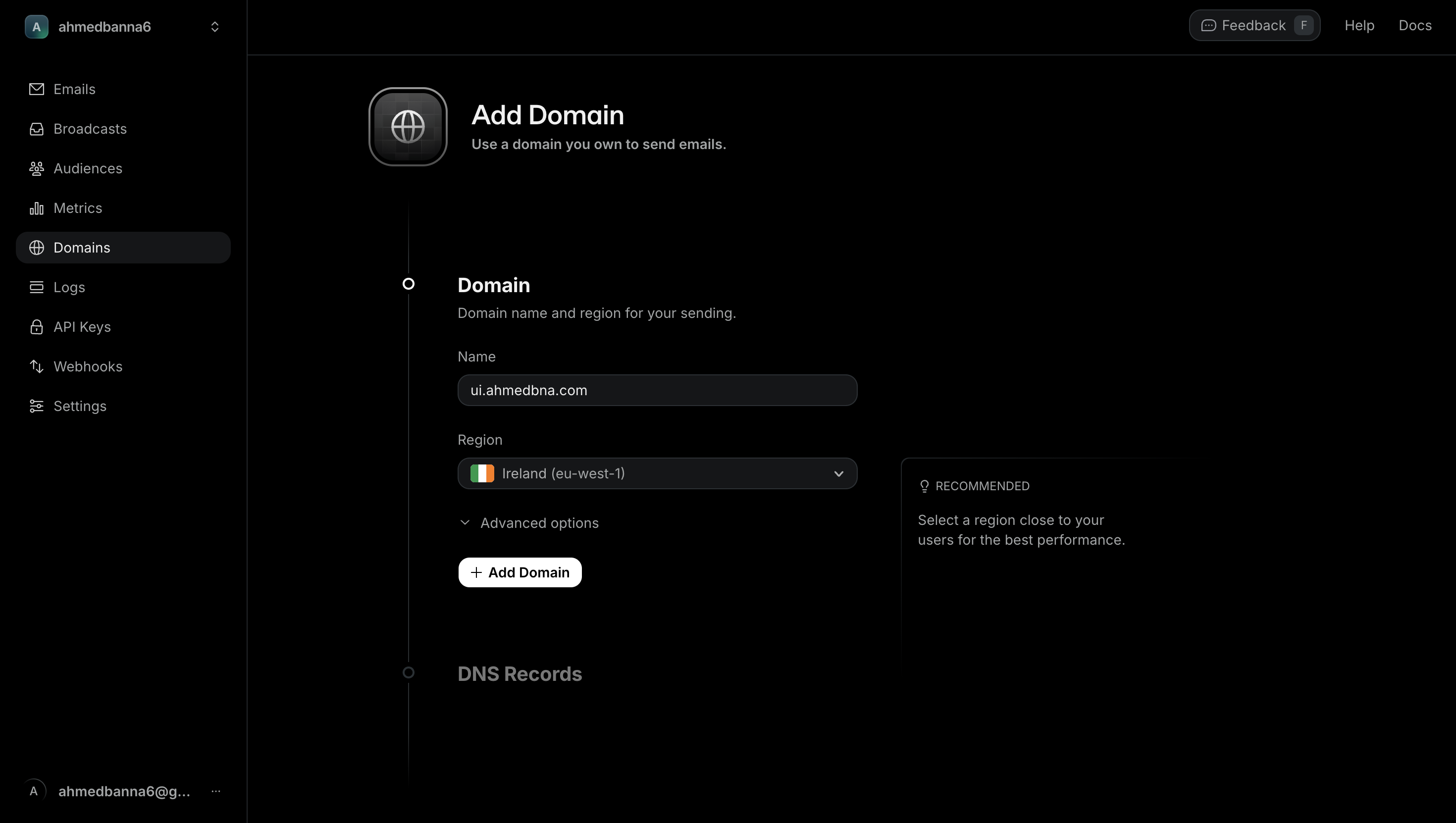 Domain added and awaiting verification